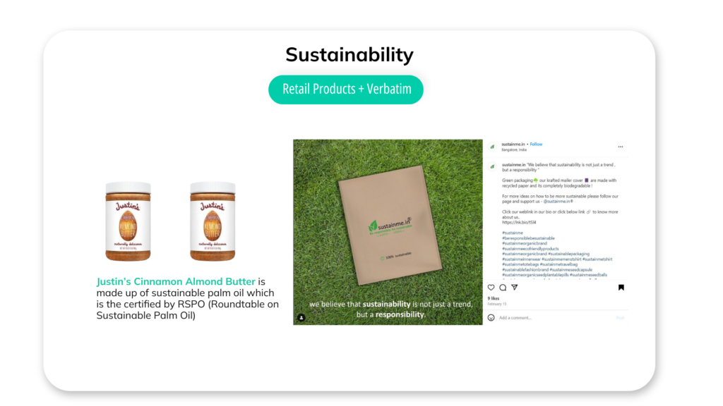 sustainability products and verbatim